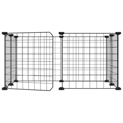VidaXL Huisdierkooi met 8 panelen en deur, zwart 35x35 cm staal - thumbnail