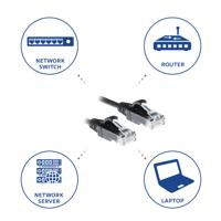 ACT Zwarte 1 meter LSZH U/UTP CAT6 datacenter slimline patchkabel snagless met RJ45 connectoren - thumbnail