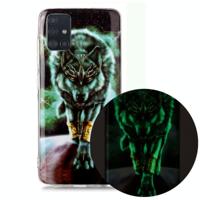 Voor Samsung Galaxy A71 Lichtgevende TPU Soft Protective Case (Woeste Wolf) - thumbnail