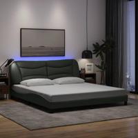 Bedframe met LED zonder matras 180x200 cm stof donkergrijs - thumbnail