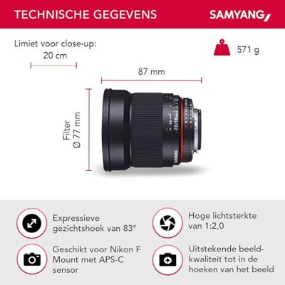 Samyang 16mm F/2.0 ED AS UMC CS Nikon AE