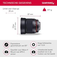 Samyang 16mm f/2.0 Nikon F (AE) MILC Zwart - thumbnail