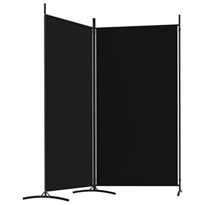 Kamerscherm met 2 panelen 175x180 cm stof zwart - thumbnail