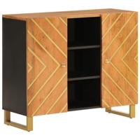 Dressoir 90x33,5x75 cm massief mangohout bruin en zwart - thumbnail