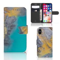 Apple iPhone X | Xs | Bookcase | Marble Blue Gold - thumbnail