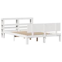 Bedframe met hoofdbord massief grenenhout wit 120x190 cm - thumbnail