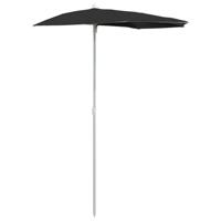 Parasol half met paal 180x90 cm zwart - thumbnail
