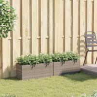 VidaXL Plantenbakken met 2 potten 2 st 72x30x32 cm poly rattan grijs - thumbnail
