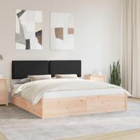 Bedframe met Gevoerd Hoofdgedeelte Zwart 200 x 200 cm - thumbnail