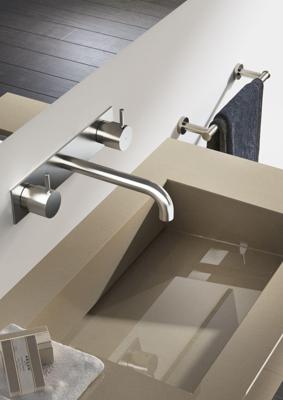 Hotbath Cobber afbouwdeel wastafelmengkraan met achterplaat en 18 cm uitloop geborsteld nikkel CB006TEXT18GN