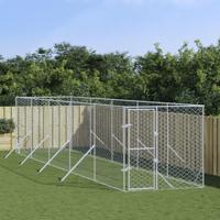 Hondenkennel voor buiten 2x10x2 m gegalvaniseerd staal zilver - thumbnail