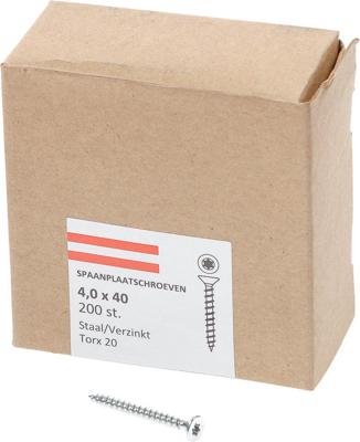 Hoenderdaal Spaanplaatschroef Vz Pk Torx TX20 4.0X40 | 200 stuks - 0206.01.25601