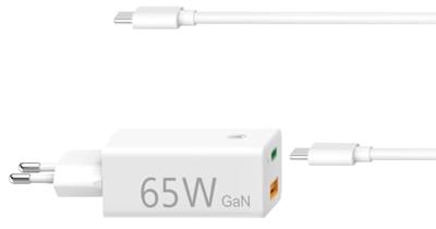 Hama Universele USB-C-notebook-netadapter, GaN, Power Delivery (PD), 5-20V/65W Oplader Wit - thumbnail
