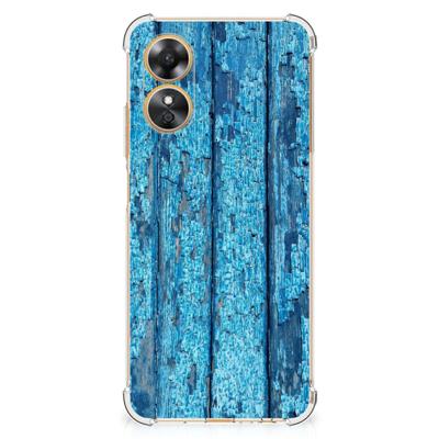 OPPO A17 Stevig Telefoonhoesje Wood Blue OPPO A17 Stevig Telefoonhoesje Wood Blue