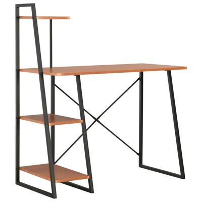 Bureau met schappen 102x50x117 cm zwart en bruin Bureau met schappen 102x50x117 cm zwart en bruin