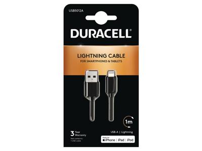 Duracell USB 5012A datakabel en oplaadkabel type Lightning zwart