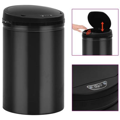 Prullenbak met automatische sensor 30 L koolstofstaal zwart Prullenbak met automatische sensor 30 L koolstofstaal zwart