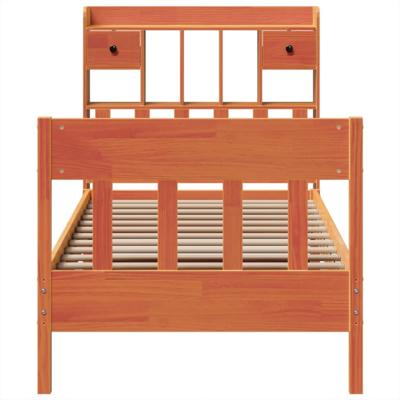 Bed met matras massief grenenhout wasbruin 140x190 cm