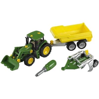 Theo Klein John Deere tractor met hout- en hooiwagen