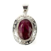 Edelsteen Hanger Rode Kwarts 'Robijn Look' 925 Zilver "Musni" - thumbnail