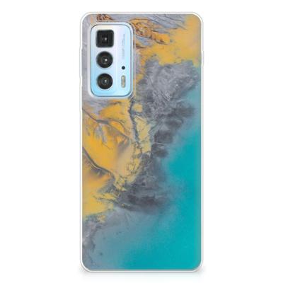 Motorola Edge 20 Pro | TPU | Siliconen hoesje | Marble Blue Gold