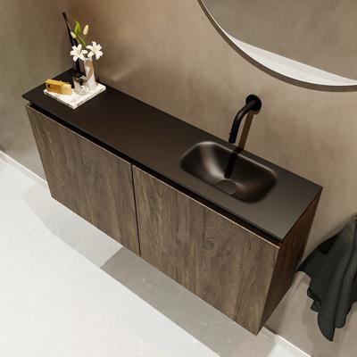 MONDIAZ TURE 100cm toiletmeubel dark brown. EDEN wastafel urban rechts geen kraangat