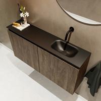 MONDIAZ TURE 100cm toiletmeubel dark brown. EDEN wastafel urban rechts geen kraangat - thumbnail
