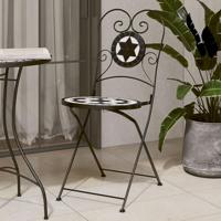 Bistrostoelen 2 st inklapbaar keramiek zwart en wit - thumbnail