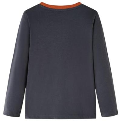 Kindershirt met lange mouwen tijgerprint 92 antracietkleurig