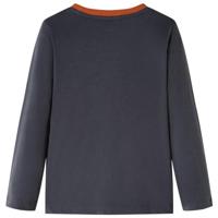 Kindershirt met lange mouwen tijgerprint 92 antracietkleurig - thumbnail