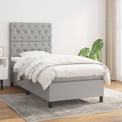 Boxspring met matras stof lichtgrijs 140x190 cm - thumbnail