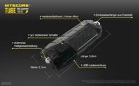 NiteCore Tube 2.0 - transparent Zaklamp werkt op een accu 55 lm 10 g - thumbnail