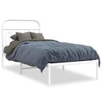 Bedframe met hoofdbord metaal wit 90x200 cm - thumbnail