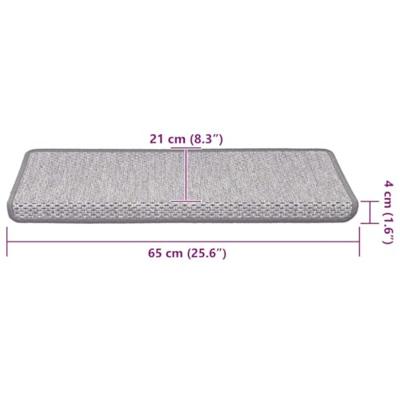 VidaXL Trapmatten zelfklevend 15 st sisal-look 65x21x4 cm platinakleur