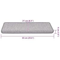 VidaXL Trapmatten zelfklevend 15 st sisal-look 65x21x4 cm platinakleur - thumbnail