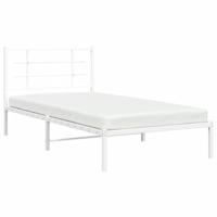 Bedframe met hoofdbord metaal wit 107x203 cm - thumbnail