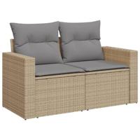 12-delige Loungeset met kussens poly rattan gemengd beige - thumbnail