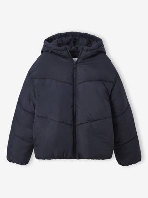 Donsjack met korte capuchon voor meisjes JONEN zwart