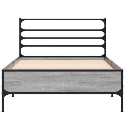 Bedframe bewerkt hout metaal grijs sonoma eiken 120x190 cm