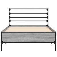 Bedframe bewerkt hout metaal grijs sonoma eiken 140x190 cm - thumbnail