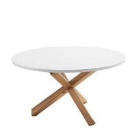 Kave Home Ronde Eettafel 'Lotus' 135cm, kleur Wit/Eiken - thumbnail