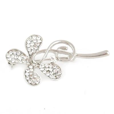 Plastronspeld Bloem zilver