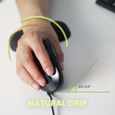 Perixx Vertikal Perimice-513 Ergonomische muis USB Zwart 6 Toetsen Ergonomisch