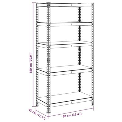 Opbergrek 5-laags staal en bewerkt hout grijs