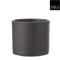 Mica Decorations era pot donkergrijs relief 21x23cm - thumbnail