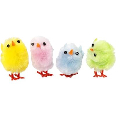 Creativ Company Gekleurde paaskuikens chenille, 12st.