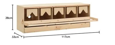 VidaXL Kippenlegkast 5 compartimenten 117x33x38 cm massief grenenhout