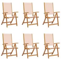 Tuinstoelen inklapbaar 6 st massief acaciahout en textileen - thumbnail