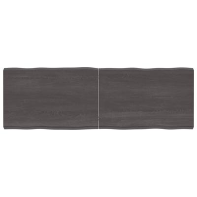 Tafelblad natuurlijke rand 180x60x(2-6)cm eikenhout donkerbruin