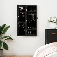 VidaXL Sieradenkast met spiegel wandgemonteerd 30x8,5x90 cm zwart - thumbnail